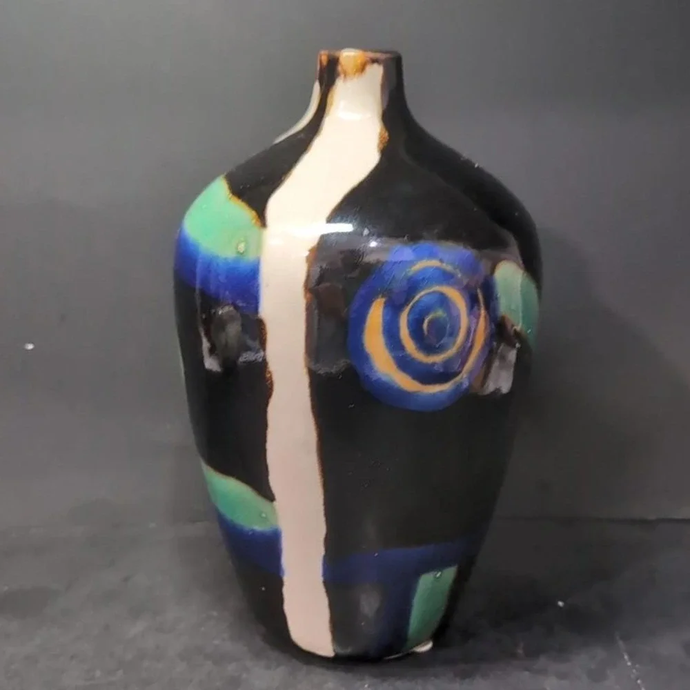 Marked Modernist Porcelain Vase, Vintage Chinese Inspired Jug Asian Accent Decor